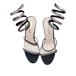 Bigtree Black Rhinestone Sandals Size 40